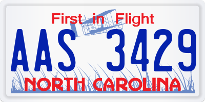 NC license plate AAS3429
