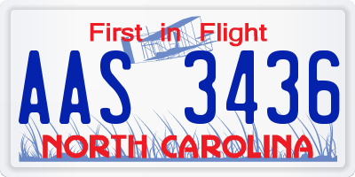 NC license plate AAS3436