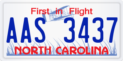 NC license plate AAS3437