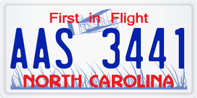 NC license plate AAS3441