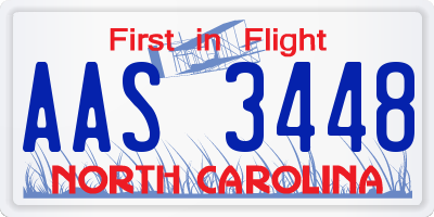 NC license plate AAS3448
