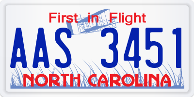 NC license plate AAS3451