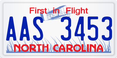 NC license plate AAS3453