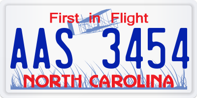 NC license plate AAS3454