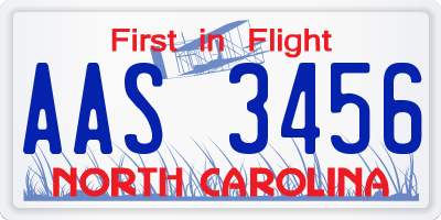 NC license plate AAS3456