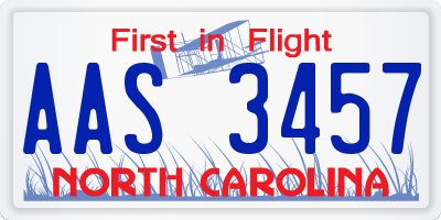 NC license plate AAS3457