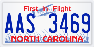 NC license plate AAS3469