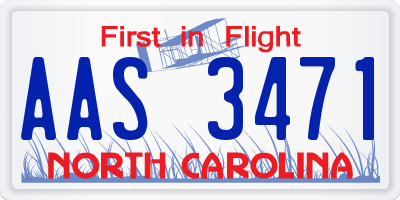 NC license plate AAS3471
