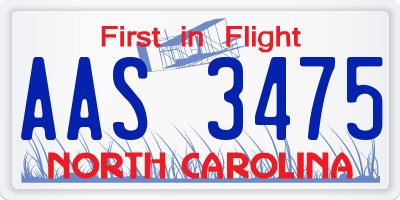 NC license plate AAS3475