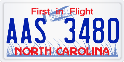 NC license plate AAS3480