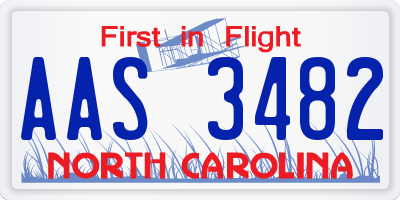 NC license plate AAS3482
