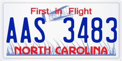NC license plate AAS3483