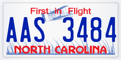 NC license plate AAS3484