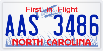 NC license plate AAS3486