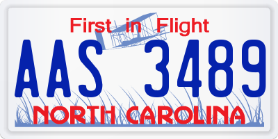 NC license plate AAS3489