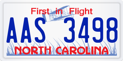 NC license plate AAS3498