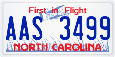 NC license plate AAS3499