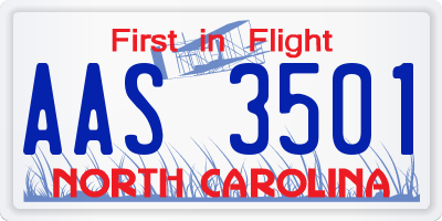NC license plate AAS3501
