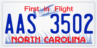 NC license plate AAS3502