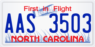 NC license plate AAS3503