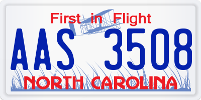NC license plate AAS3508