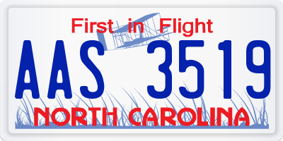 NC license plate AAS3519