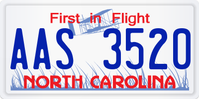 NC license plate AAS3520