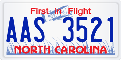 NC license plate AAS3521