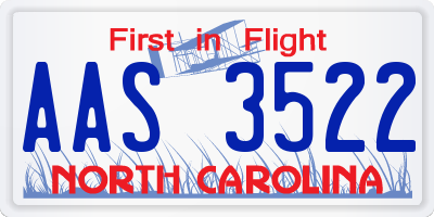 NC license plate AAS3522