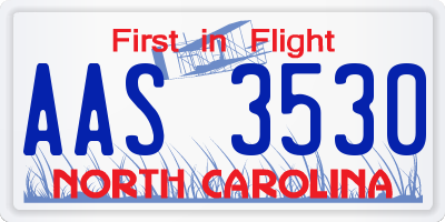 NC license plate AAS3530