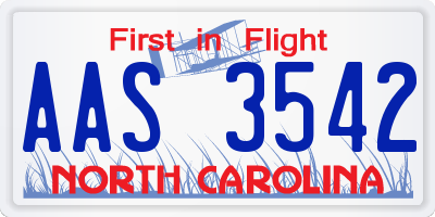 NC license plate AAS3542