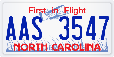 NC license plate AAS3547