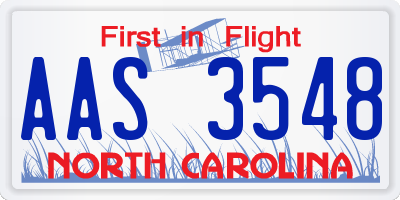 NC license plate AAS3548