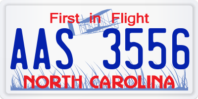 NC license plate AAS3556