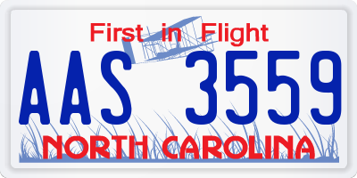 NC license plate AAS3559
