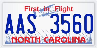 NC license plate AAS3560
