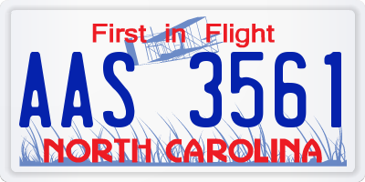 NC license plate AAS3561
