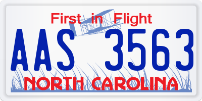 NC license plate AAS3563