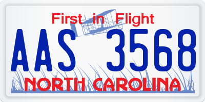 NC license plate AAS3568