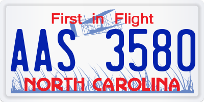 NC license plate AAS3580