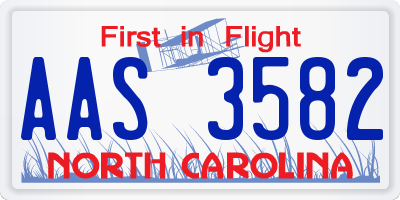 NC license plate AAS3582