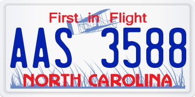 NC license plate AAS3588