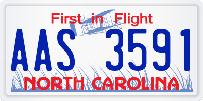 NC license plate AAS3591