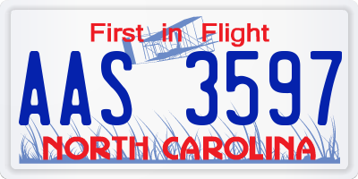 NC license plate AAS3597