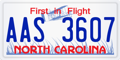 NC license plate AAS3607