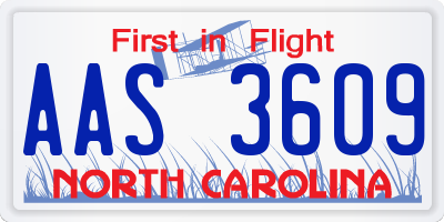 NC license plate AAS3609
