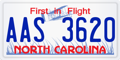 NC license plate AAS3620