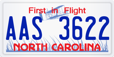 NC license plate AAS3622
