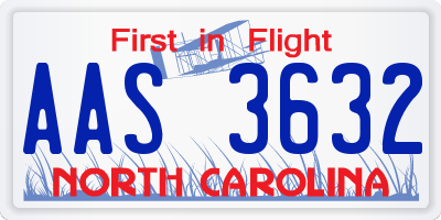 NC license plate AAS3632