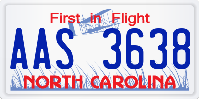 NC license plate AAS3638